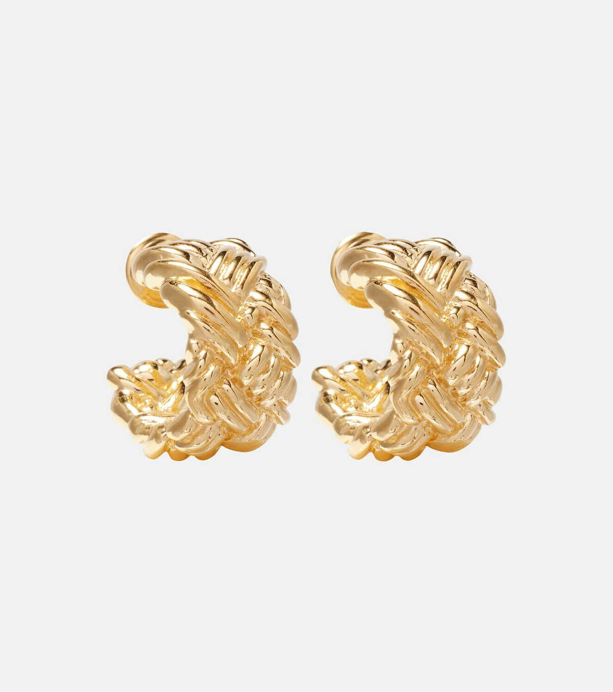 Bottega Veneta Intreccio Large gold-plated earrings
