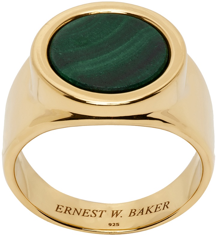 Photo: Ernest W. Baker Gold Malachite Stone Ring