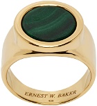 Ernest W. Baker Gold Malachite Stone Ring