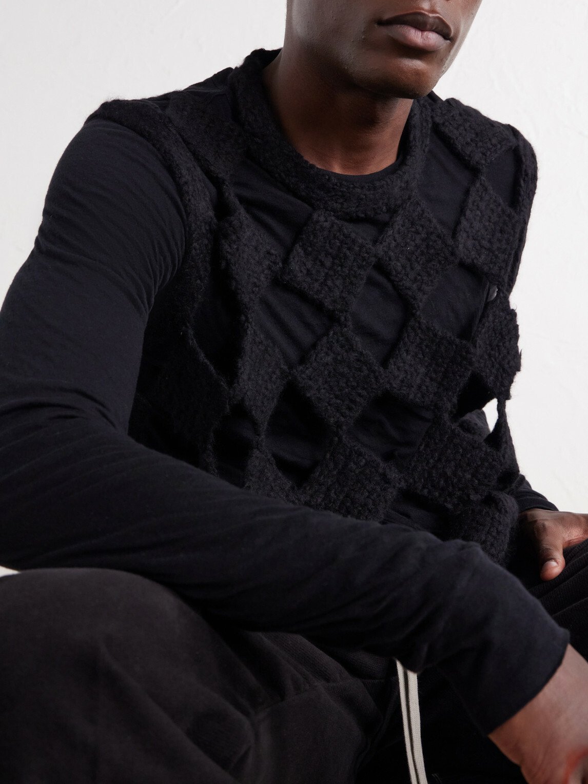 Rick Owens - Macramé Cashmere and Silk-Blend Sweater Vest - Black
