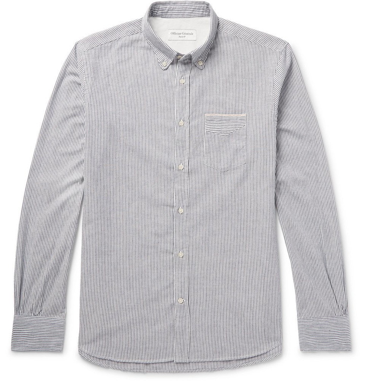 Photo: Officine Generale - Striped Cotton Oxford Shirt - Men - Gray