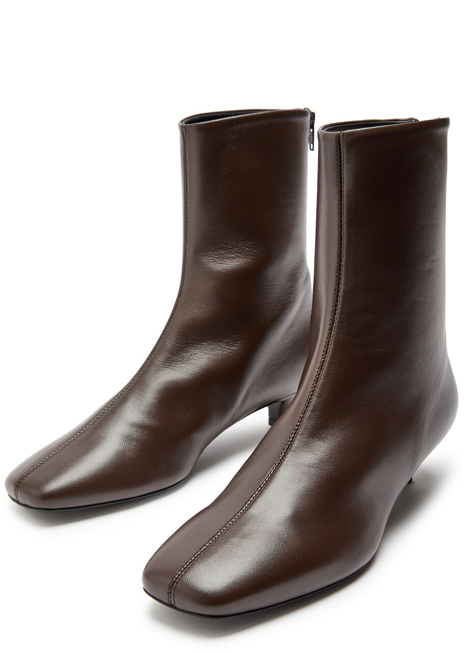 Toteme 30 Nappa Leather Ankle Boots Brown