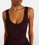 Alaïa Ribbed-knit scalloped minidress