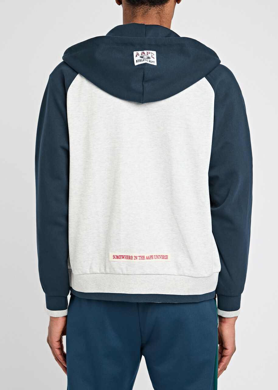 Aape College Colour-block Hooded Sweatshirt Blue