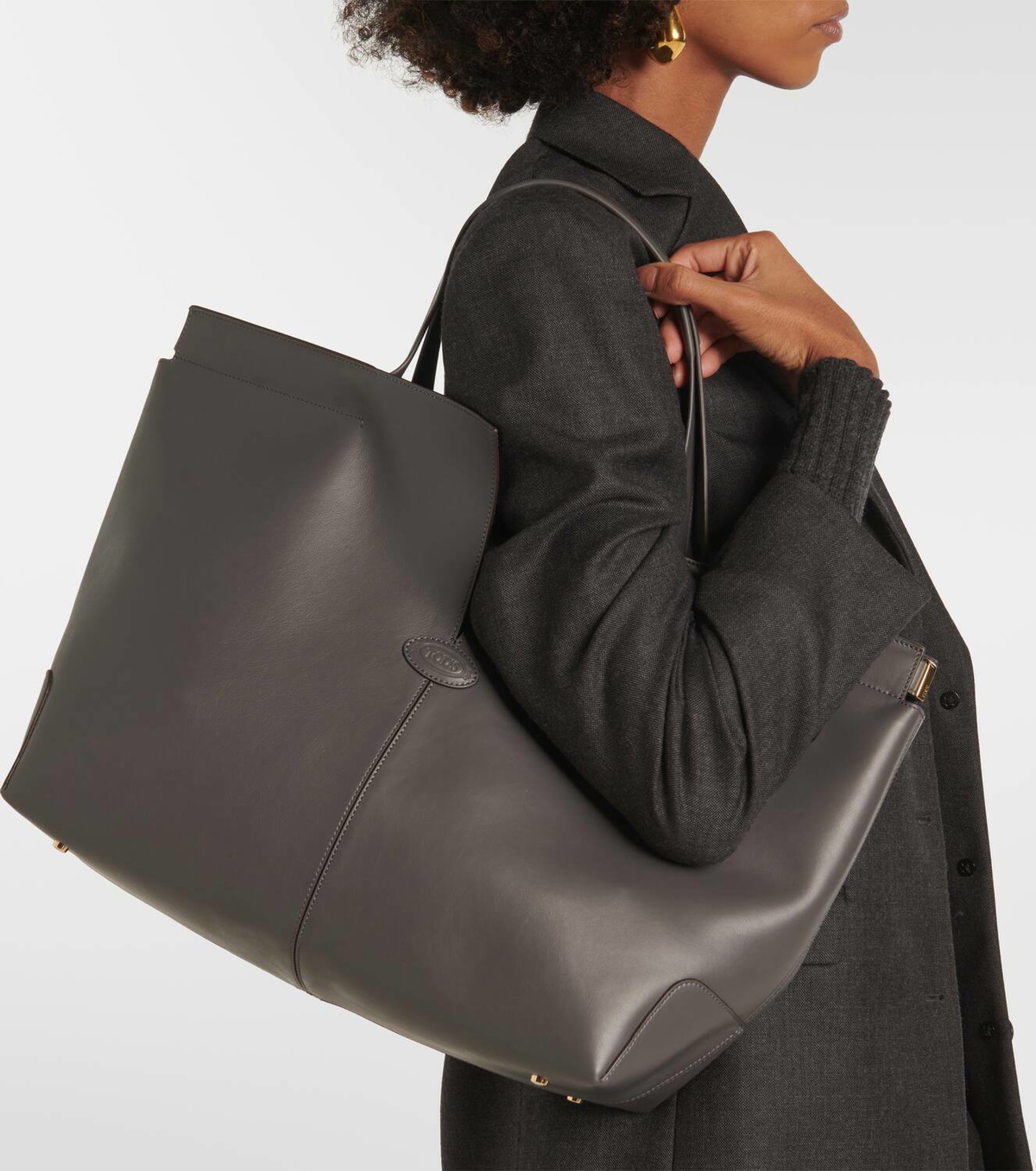 24PF new/TOD'S Di Bag Folioミディアムショッパー Bag Black Tod's Di Bag Folio Medium leather shopper Tod's