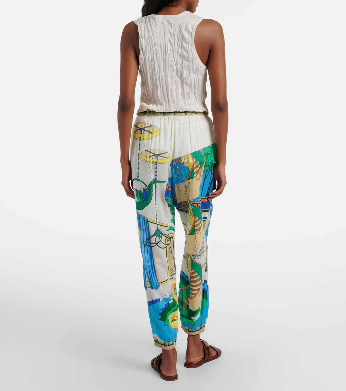 Tory Burch Printed cotton tapered pants