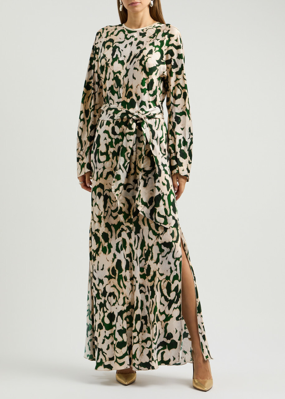 Forte_forte Printed Hammered Satin Maxi Dress Multicoloured