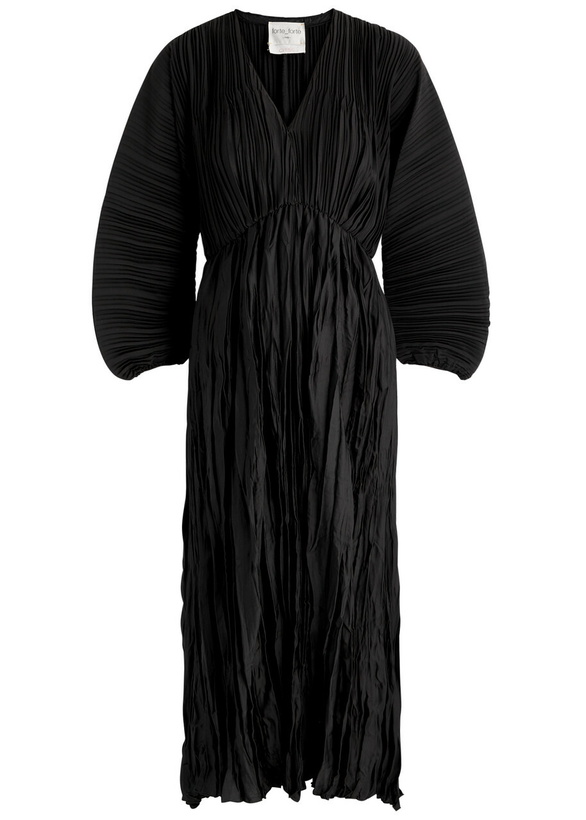 Photo: Forte_forte Plissé Satin Midi Dress Black