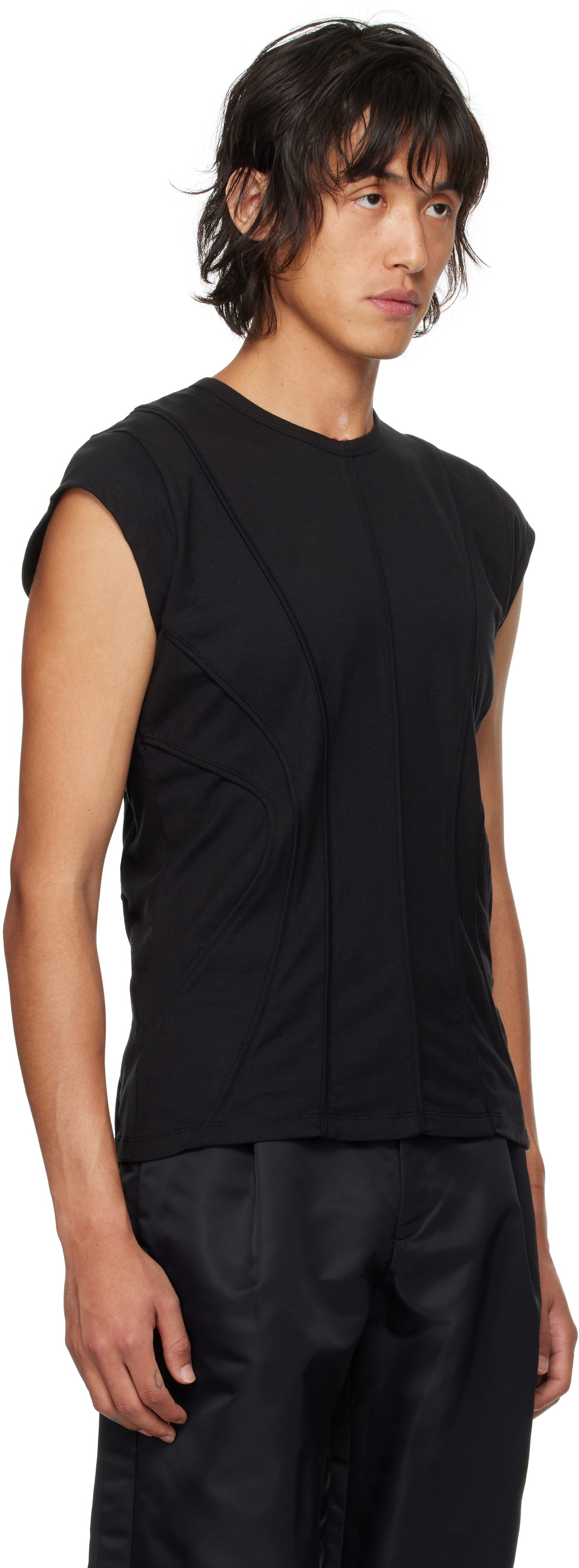 LGN Louis Gabriel Nouchi Black Corset Details Tank Top