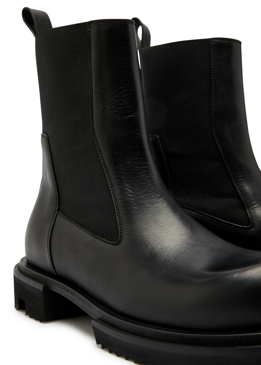 Rick Owens Beatle Gabe Leather Ankle Boots Black