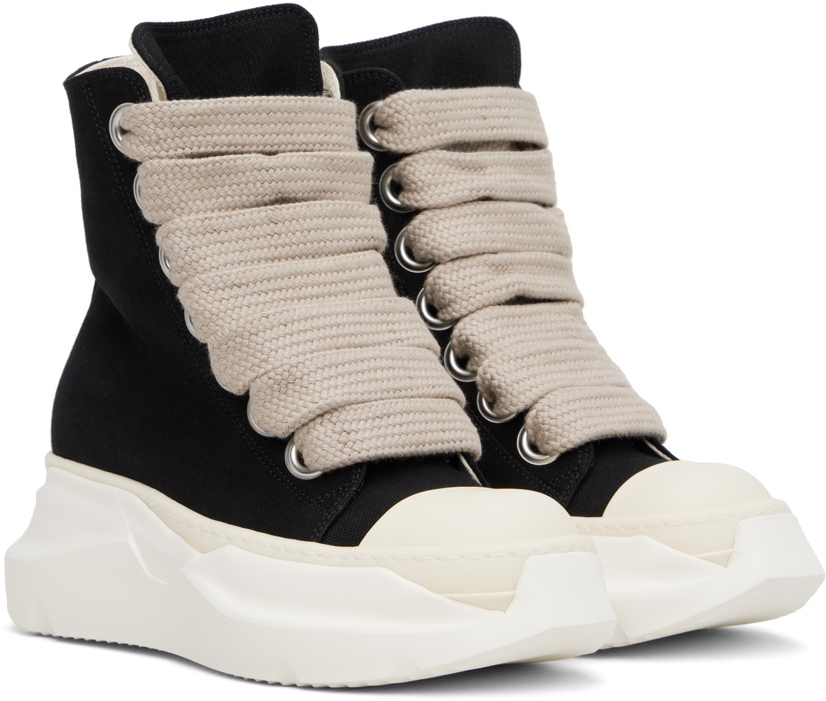 Rick Owens DRKSHDW Black Hollywood Jumbo Laces Abstract Sneak Sneakers