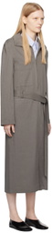 LOW CLASSIC Gray Zip-Up Midi Dress