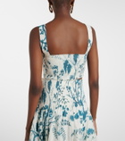 Erdem Floral cotton and linen crop top