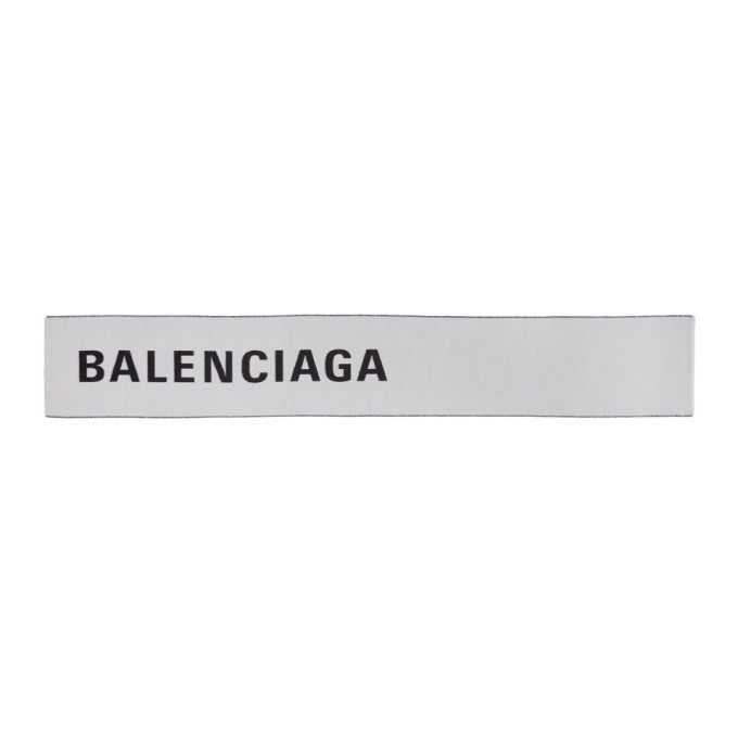 Photo: Balenciaga White and Black Large Logo Scarf