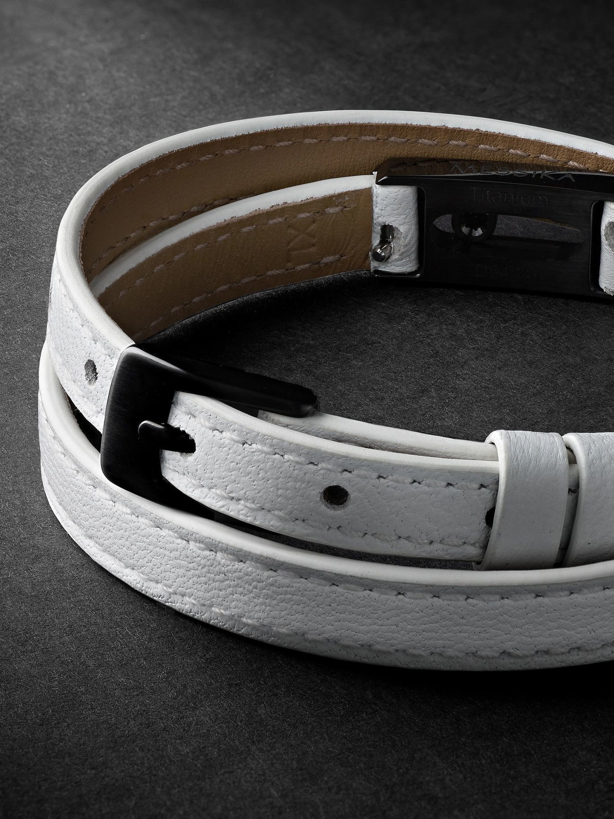 Messika - DLC-Coated Titanium and Leather Bracelet - White