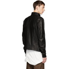 Rick Owens Black Leather Intarsia High Neck Jacket