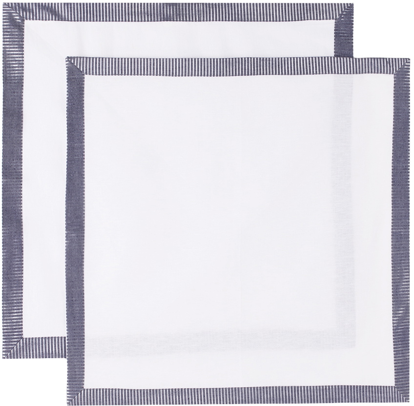 Gohar World Navy & White Opaline Dinner Napkin Set