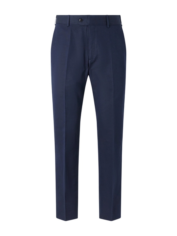 Photo: Brioni - Straight-Leg Linen and Cotton-Blend Trousers - Blue