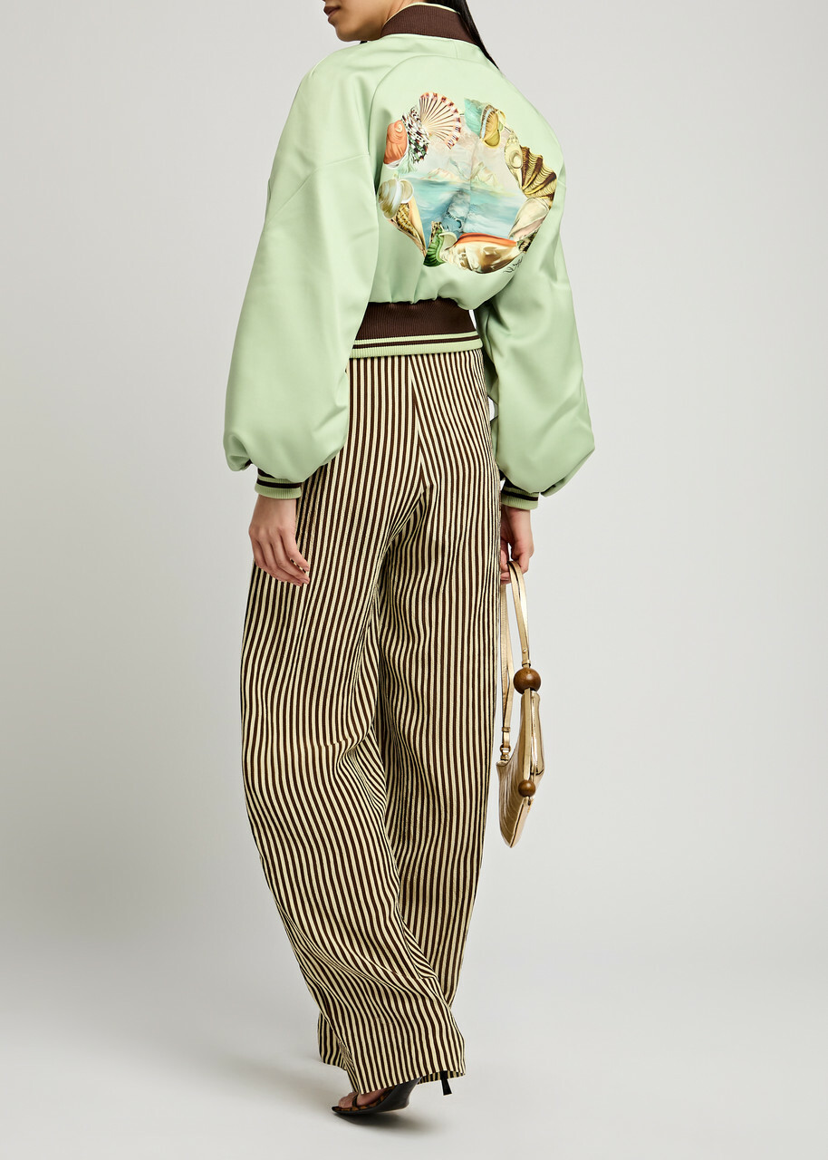 Alemais Opal Printed Satin Bomber Jacket Mint