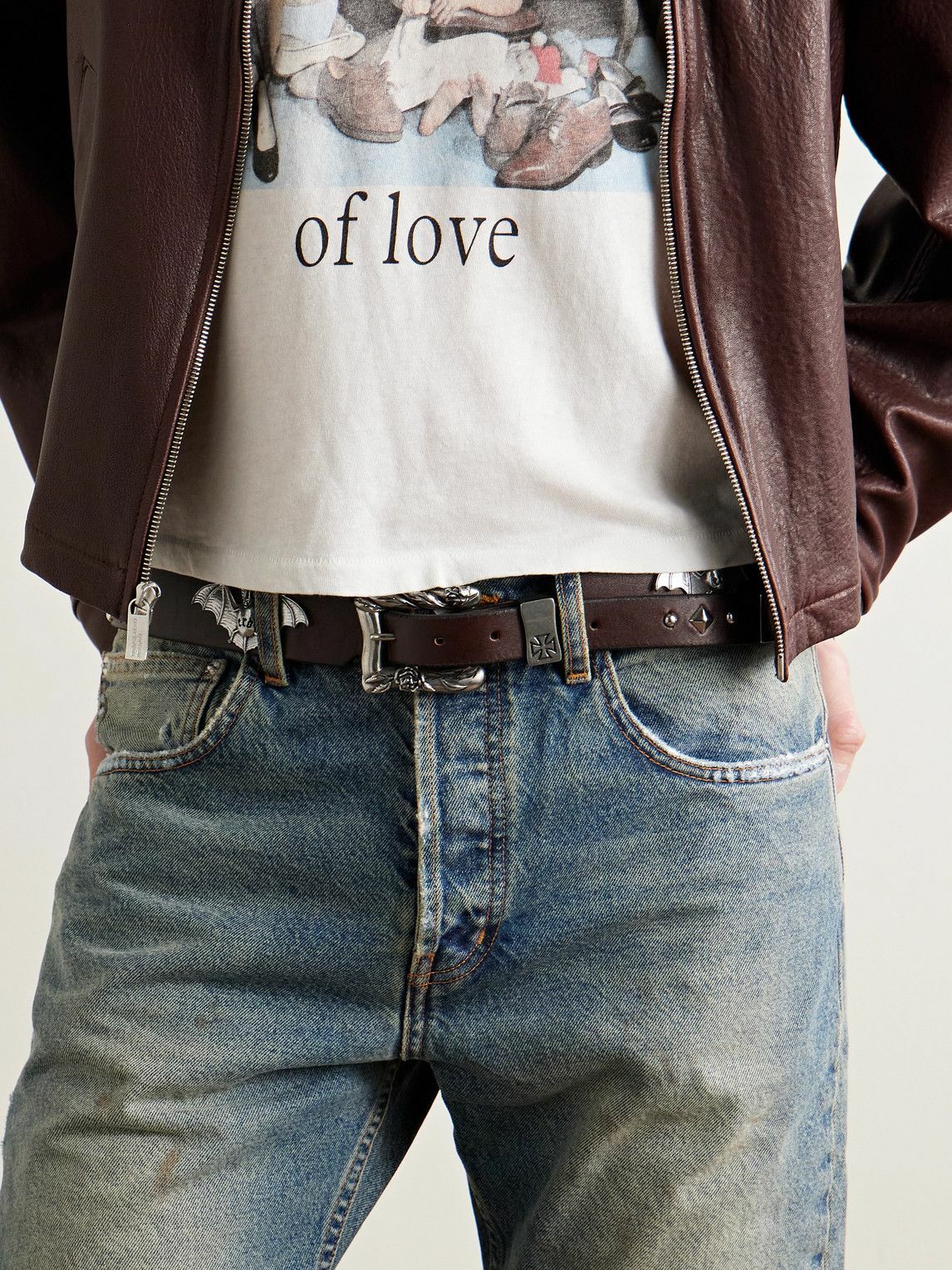 Enfants Riches Déprimés - 4cm Studded Leather Belt - Brown Enfants