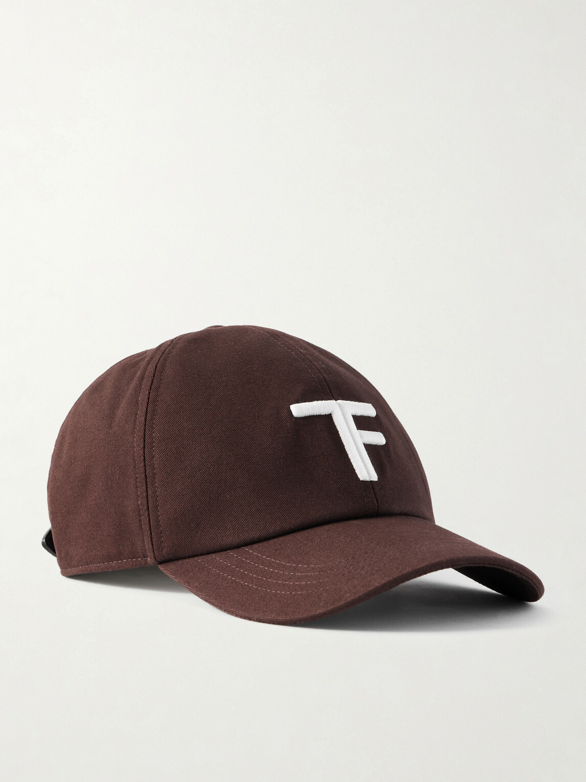 TOM FORD - Leather-Trimmed Logo-Embroidered Cotton-Twill Baseball Cap - Brown