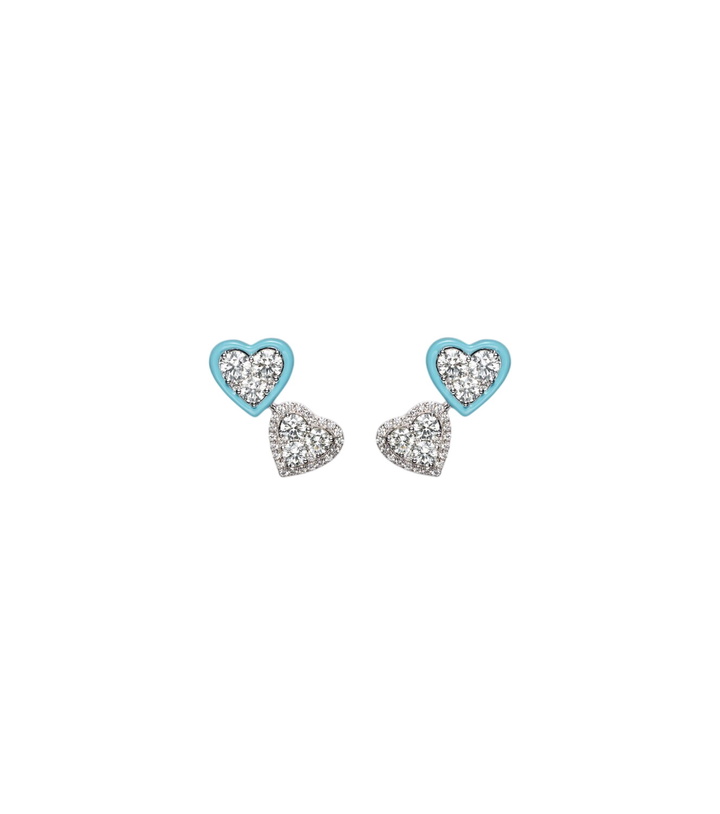 Photo: Kamyen Heart 18kt white gold earrings with diamonds and enamel