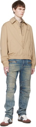 BALMAIN Blue Vintage Denim Biker Jeans
