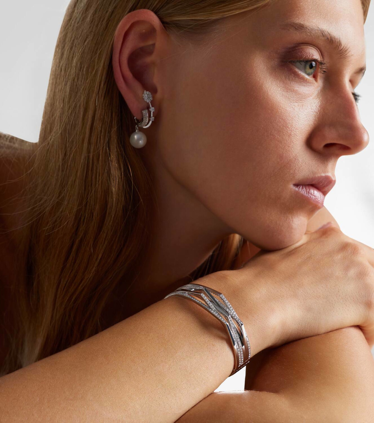 Repossi Antifer 18kt white gold cuff bracelet with diamonds