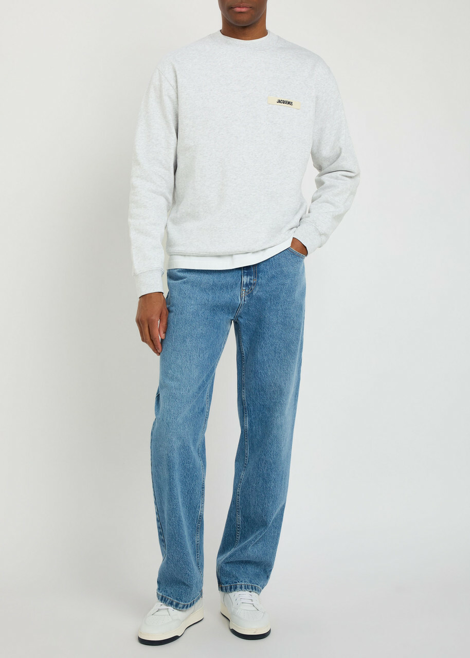 Jacquemus Le Sweatshirt Grosgrain Cotton Sweatshirt Grey