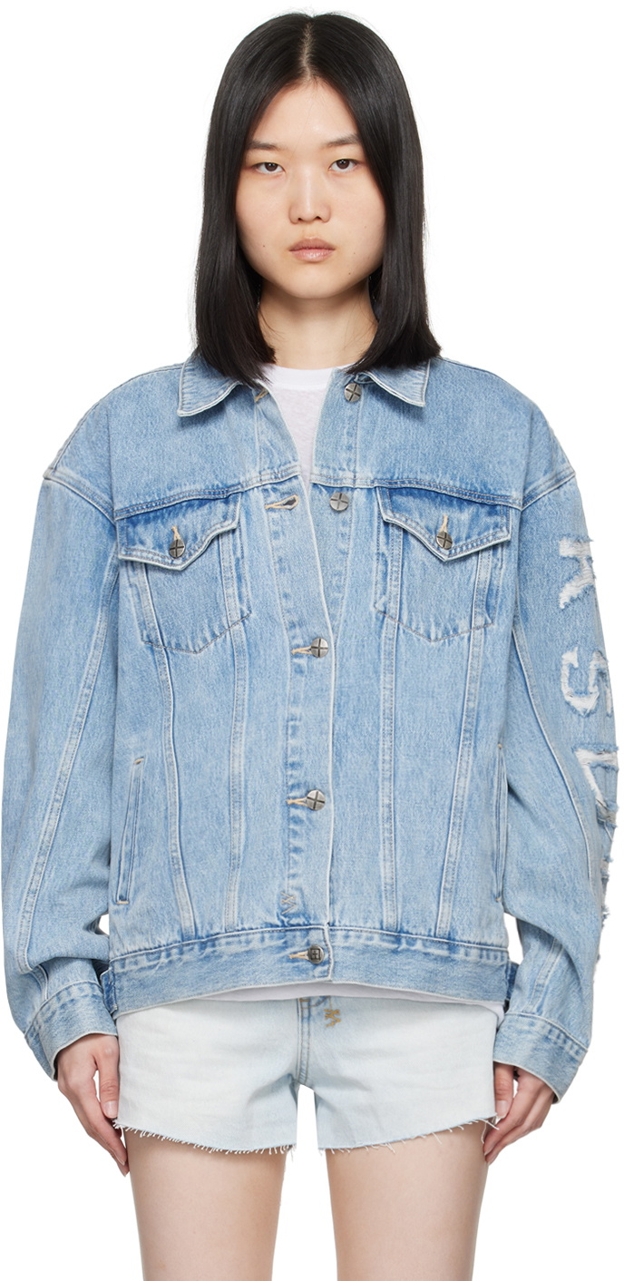 Ksubi Blue Oversized Torn Up Denim Jacket Ksubi