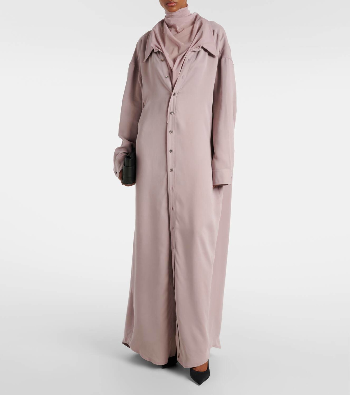 Y/Project Turtleneck mesh-trimmed shirt dress