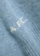 A.P.C. Logo-intarsia Mélange-knit Jumper Blue