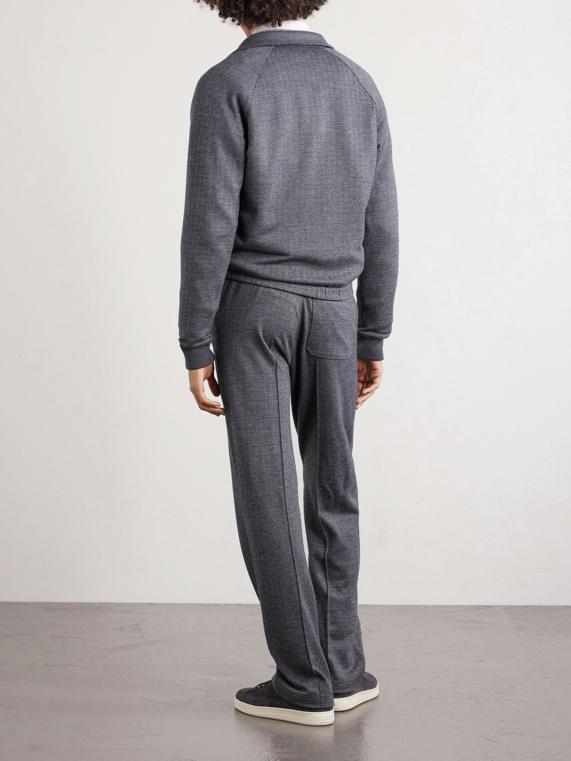 TOM FORD - Herringbone Cotton, Wool and Silk-Blend Jacket - Black