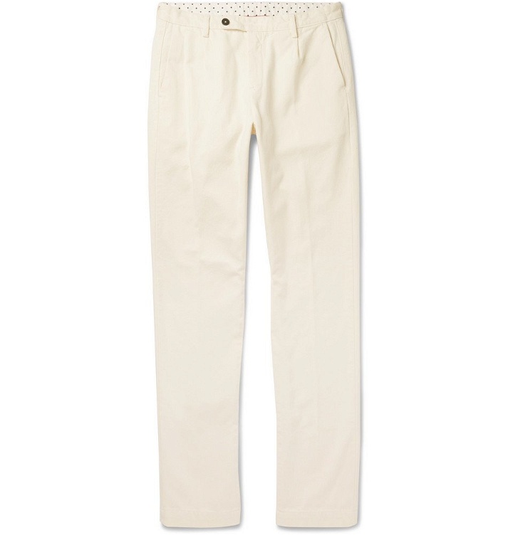 Photo: Massimo Alba - Slim-Fit Tapered Pleated Cotton and Cashmere-Blend Trousers - Men - Off-white