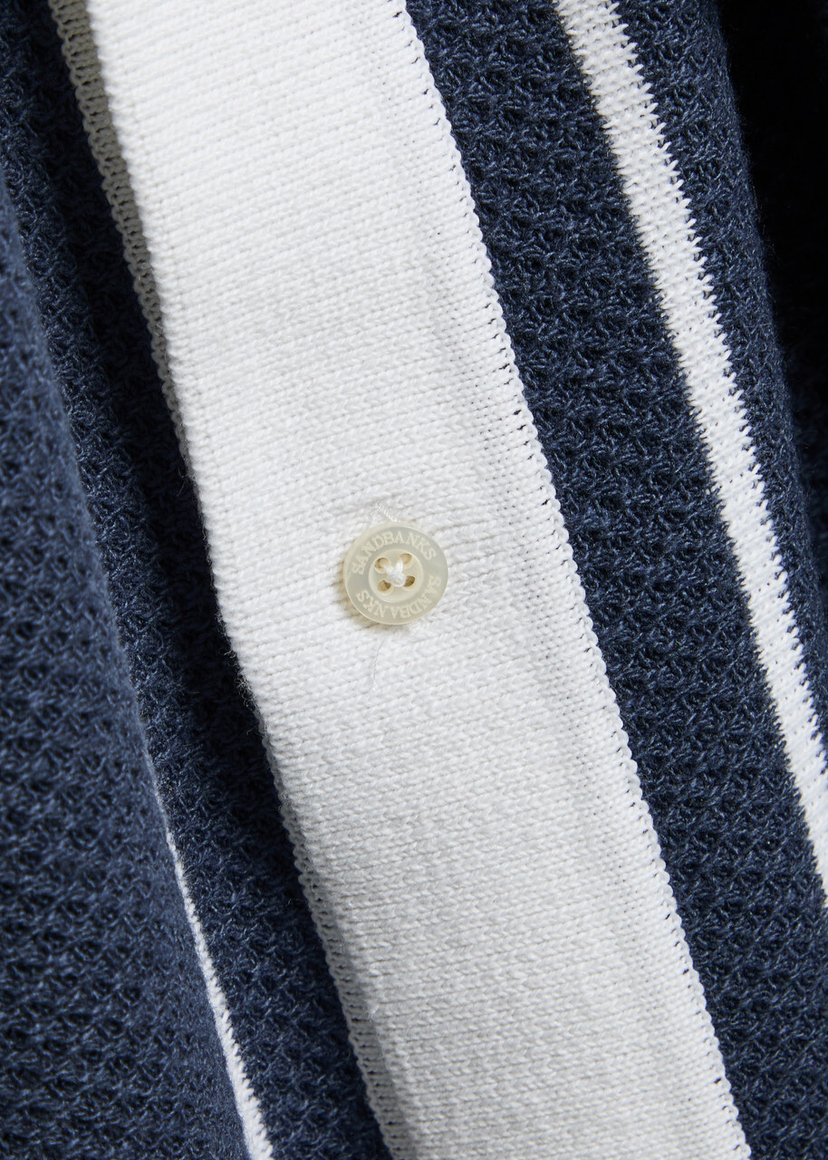 Sandbanks Knit Striped Cotton-blend Shirt Navy