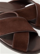 MANOLO BLAHNIK - Otawi Leather-Trimmed Suede Sandals - Brown