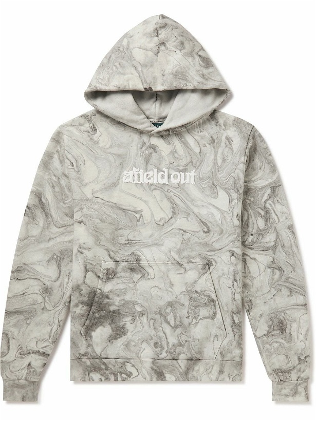Photo: Afield Out® - Marble Logo-Appliquéd Tie-Dyed Cotton-Jersey Hoodie - Gray