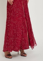 Rabanne Bead-embellished Chiffon Maxi Dress Red