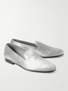 Manolo Blahnik - Mario Leather-Trimmed Metallic Calf Hair Loafers - Silver