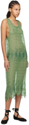 Bode Green Grid Vine Midi Dress