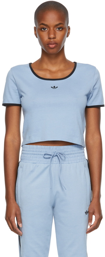 Photo: adidas Originals Blue Slim Cropped T-Shirt