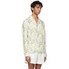 COMMAS Off-White Linen Palm Leaf Camp Collar Shirt