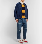 Beams Plus - Cotton Poplin-Trimmed Striped Wool Sweater - Men - Yellow