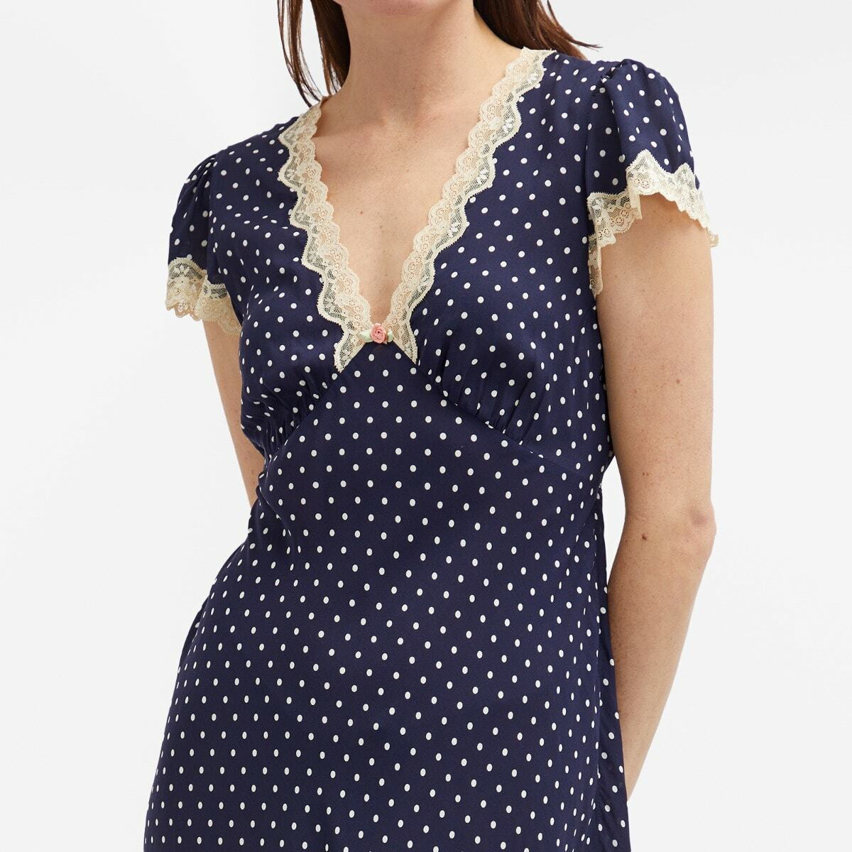RIXO リキソー ブランド ワンピース Clarice polka-dot 1024715 Clarice polka-dot maxi dress in blue - Rixo | Mytheresa