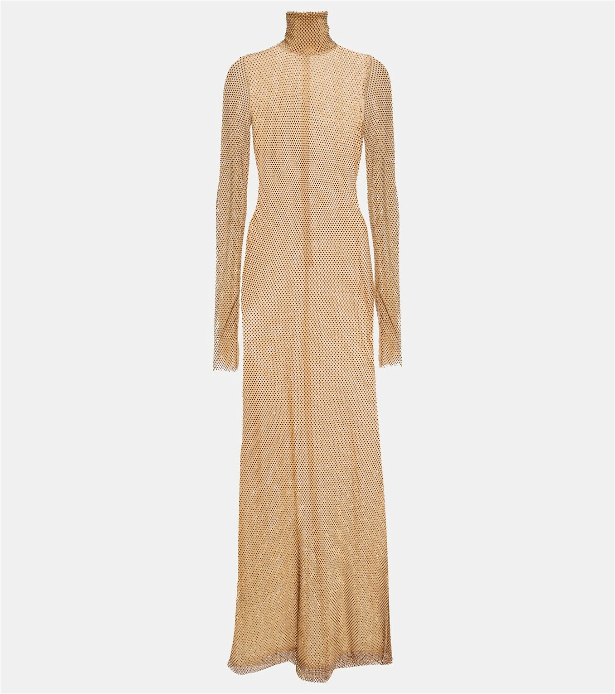 LaQuan Smith Crystal-embellished mesh turtleneck gown