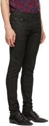 Saint Laurent Black Skinny Coated Denim Jeans