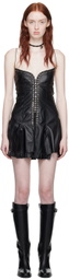 Ludovic de Saint Sernin Black Cleavage Leather Minidress