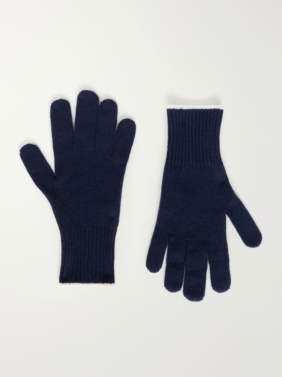 Brunello Cucinelli - Ribbed Cashmere Gloves - Blue