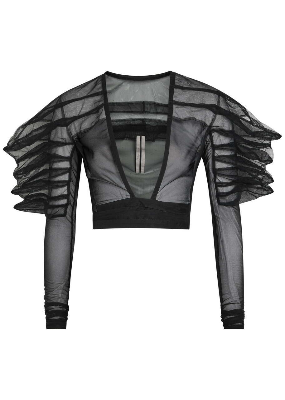 Rick Owens Rhino Cropped Tulle top Black