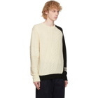Neil Barrett Off-White and Black Cable Knit Asymmetric Sweater